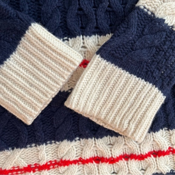 JCrew Chunky Preppy Gabby Striped Cable Knit Merino Wool Blend Sweater in Small - Picture 5 of 16